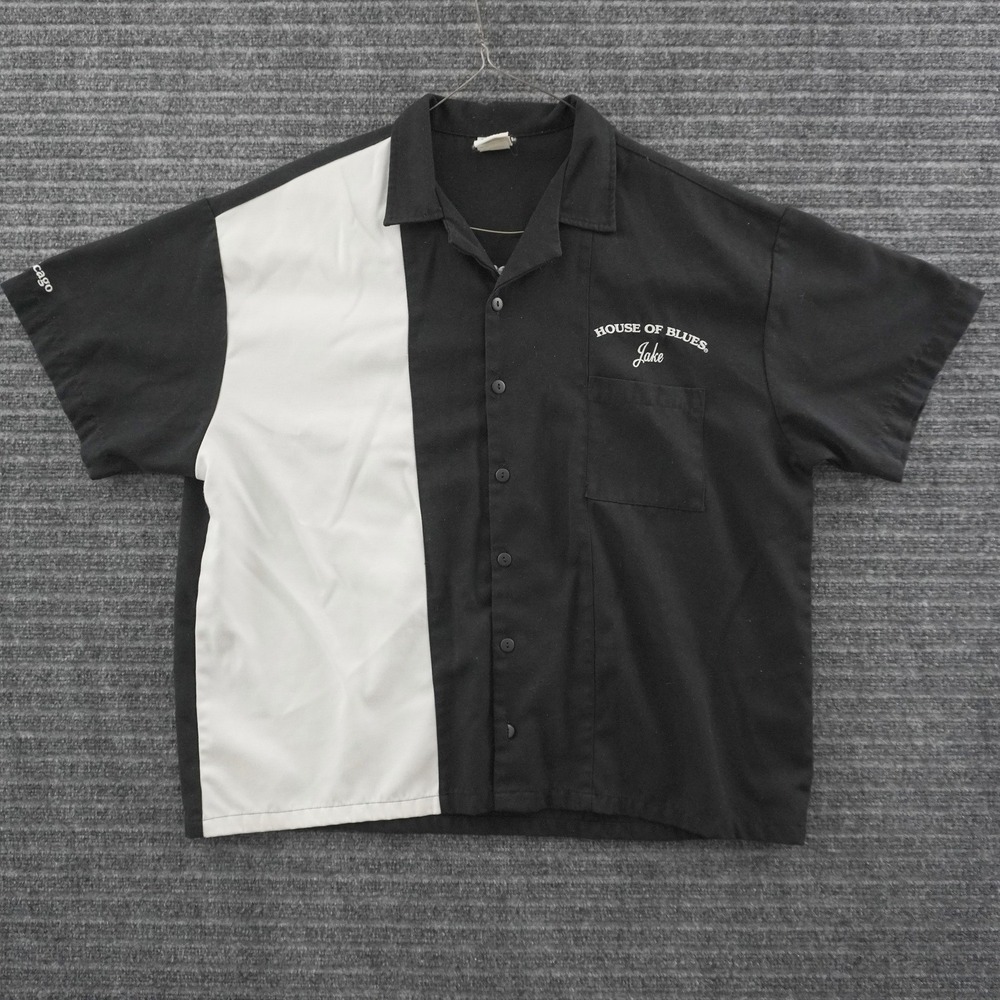 VTG House of Blues Bowling Shirt Mens XL Black White The Blues Brothers Graphic